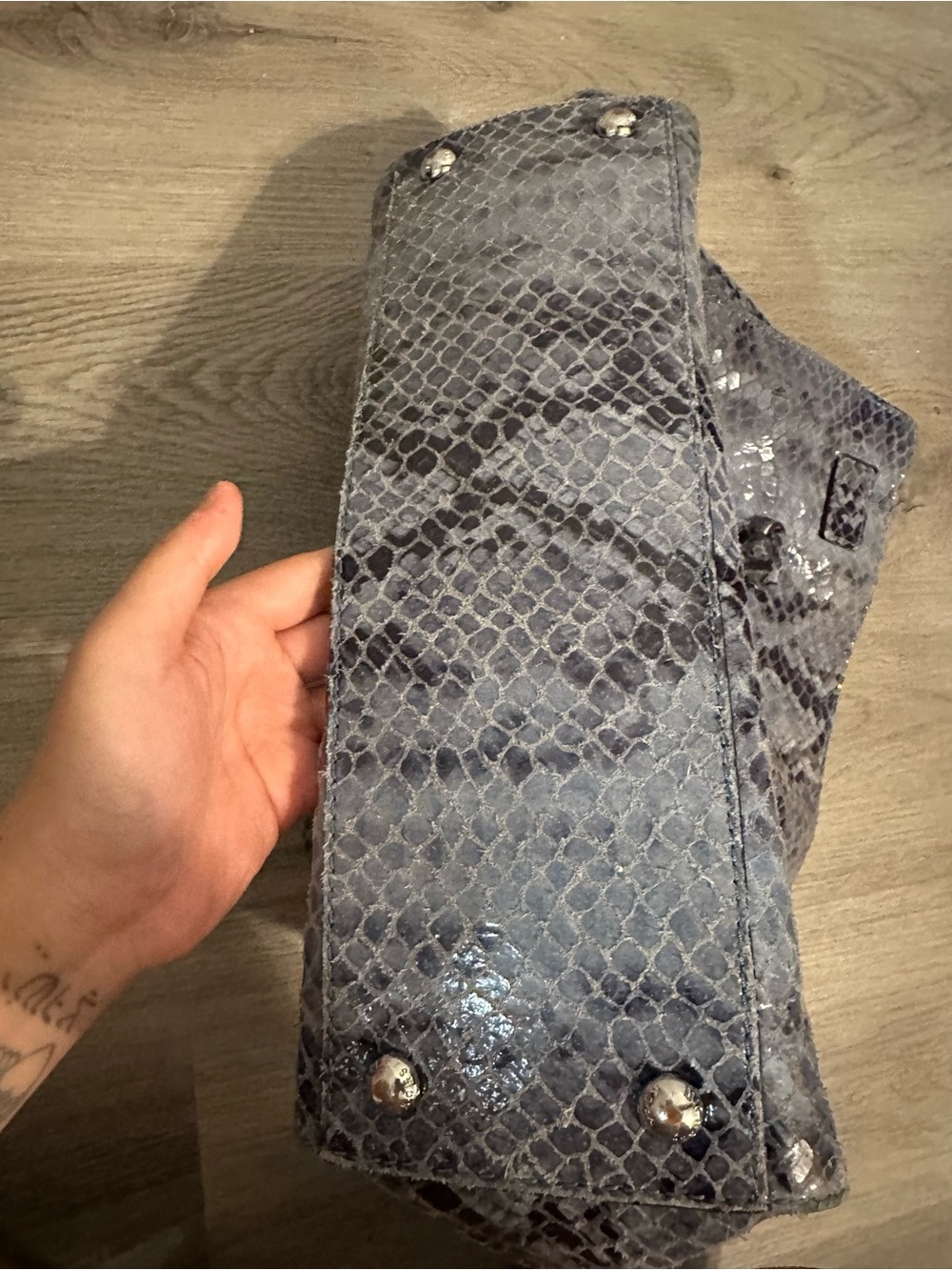 Michael Kors Blue Snakeskin Hamilton Bag - Picture 9 of 9